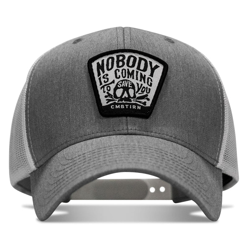 Load image into Gallery viewer, Nobody Is Coming To Save You Skull Patch Snapback Hat

