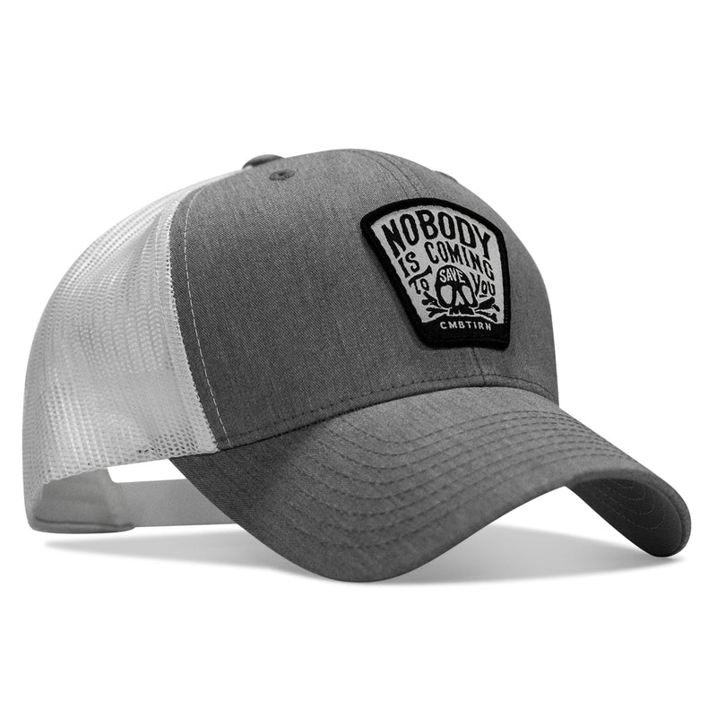 Load image into Gallery viewer, Nobody Is Coming To Save You Skull Patch Snapback Hat

