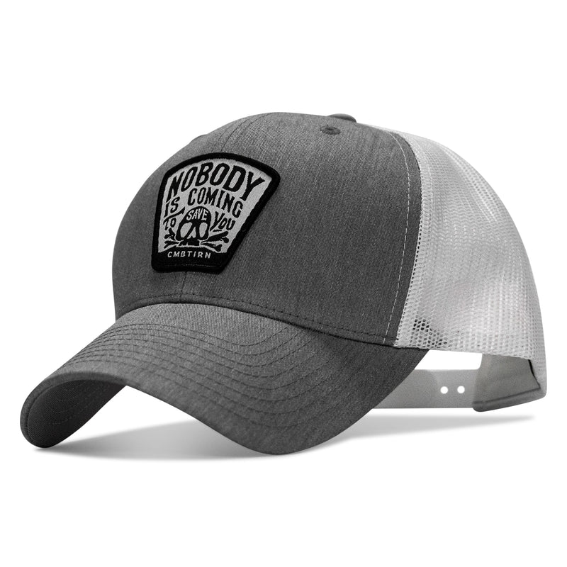 Load image into Gallery viewer, Nobody Is Coming To Save You Skull Patch Snapback Hat
