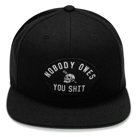 Nobody Owes You Shit Arched Patch Flatbill SnapBack Hat