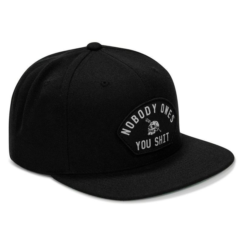 Load image into Gallery viewer, Nobody Owes You Shit Arched Patch Flatbill SnapBack Hat

