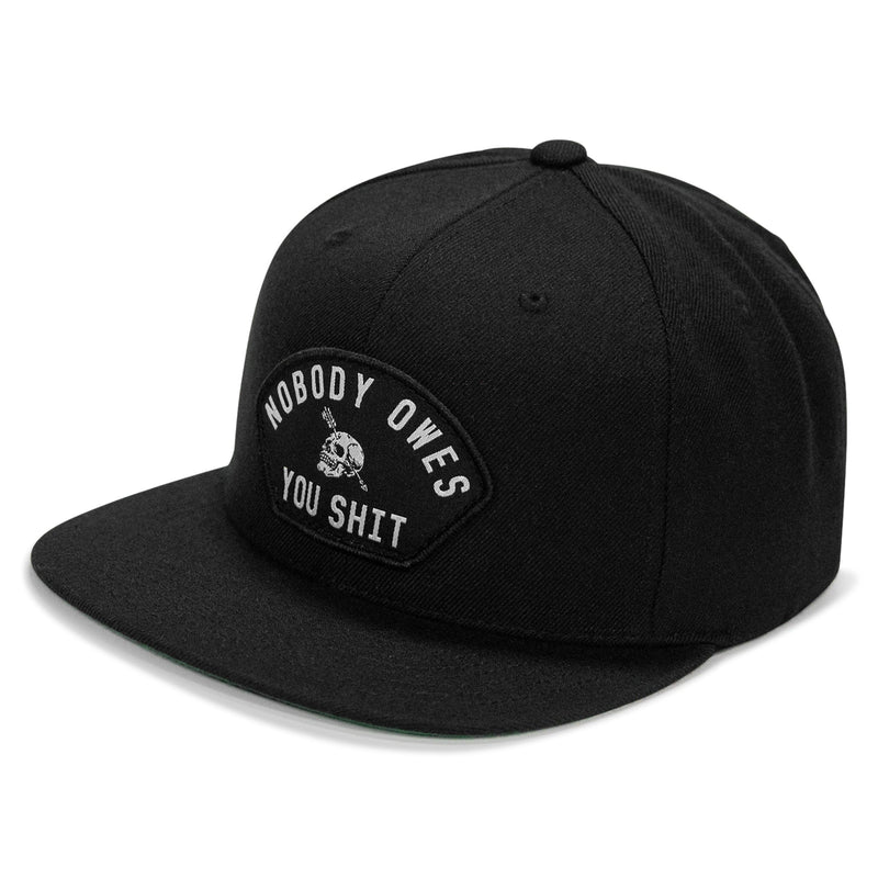 Load image into Gallery viewer, Nobody Owes You Shit Arched Patch Flatbill SnapBack Hat
