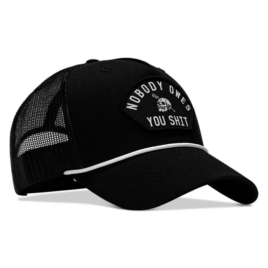 Nobody Owes You Shit Skull Arched Patch Rope Snapback