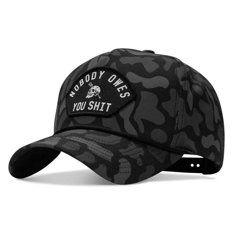 Load image into Gallery viewer, Nobody Owes You Shit Arched Patch 5 Pannel Rope Snapback
