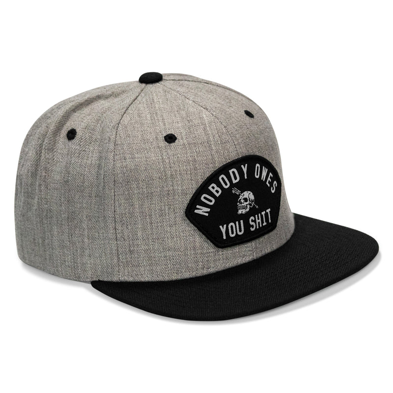 Load image into Gallery viewer, Nobody Owes You Shit Arched Patch Flatbill SnapBack Hat

