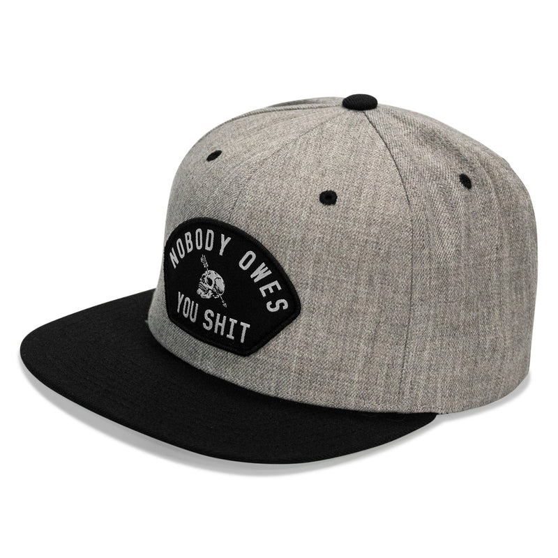 Load image into Gallery viewer, Nobody Owes You Shit Arched Patch Flatbill SnapBack Hat
