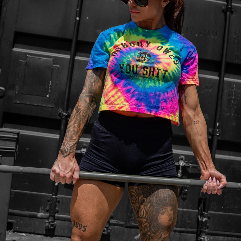 Load image into Gallery viewer, Nobody Owes You Shit Skull Women's Crop Heavyweight Tee

