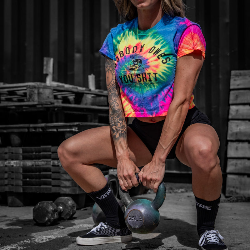 Load image into Gallery viewer, Nobody Owes You Shit Skull Women's Crop Heavyweight Tee
