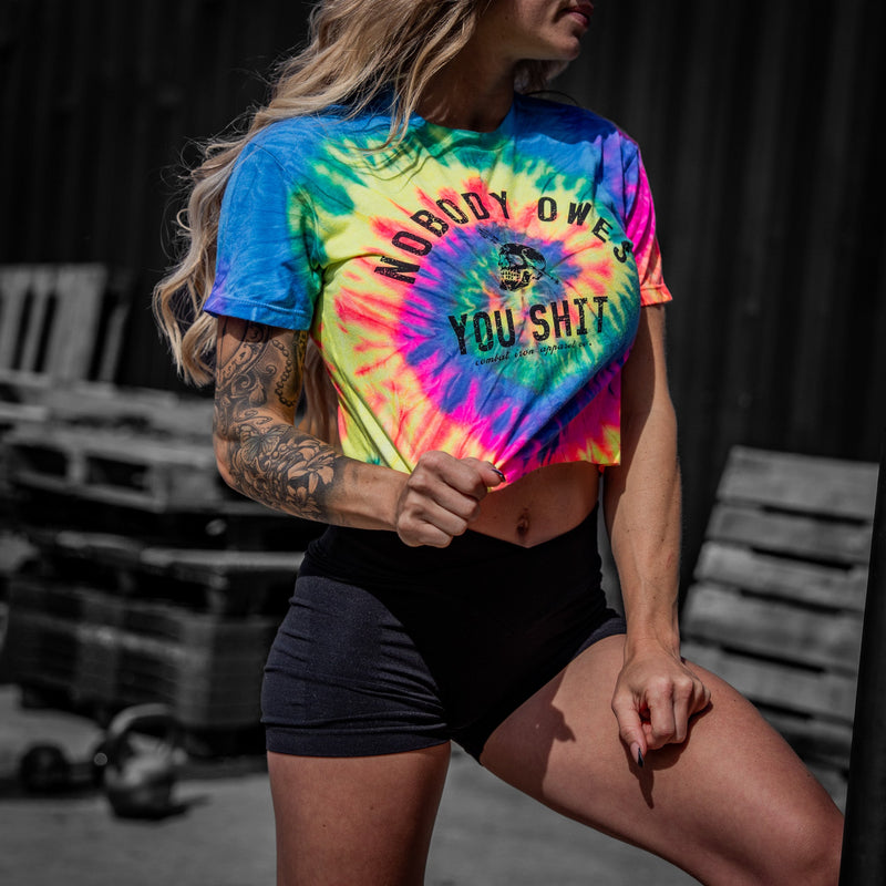 Load image into Gallery viewer, Nobody Owes You Shit Skull Women's Crop Heavyweight Tee

