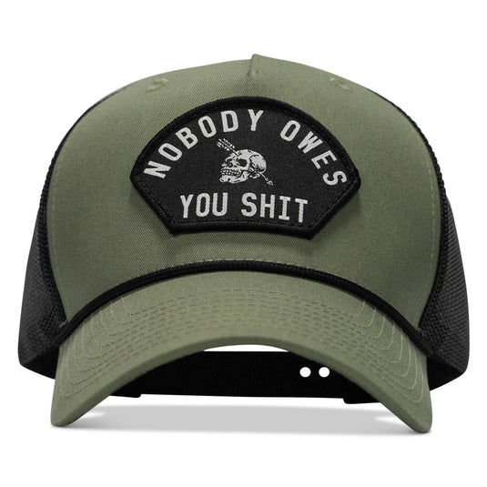 Nobody Owes You Shit Skull Arched Patch Rope Snapback