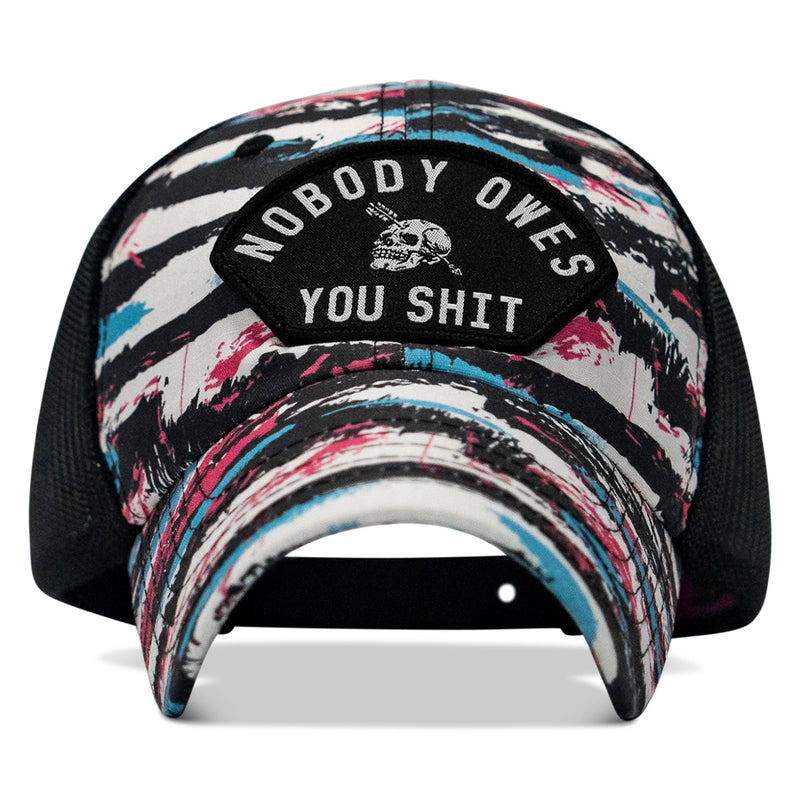 Load image into Gallery viewer, Nobody Owes You Shit Arched Patch Tactical Ripstop Mesh Snapback Hat
