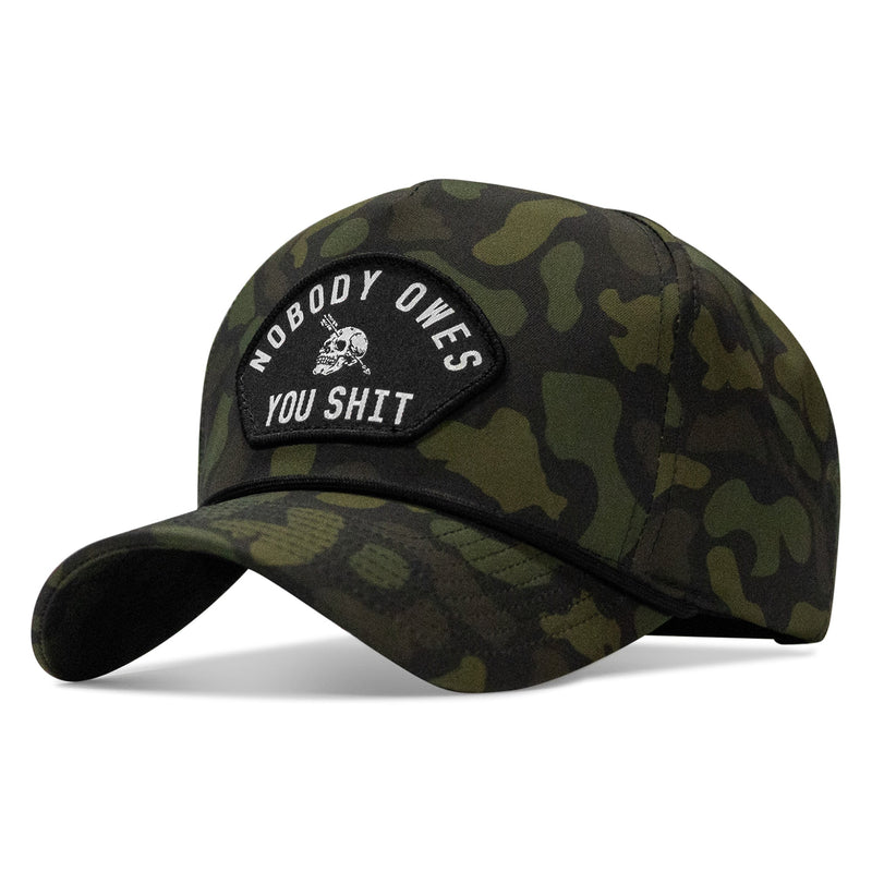 Load image into Gallery viewer, Nobody Owes You Shit Arched Patch 5 Pannel Rope Snapback
