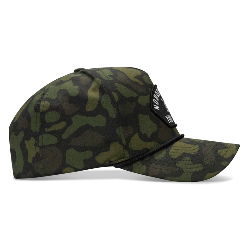 Load image into Gallery viewer, Nobody Owes You Shit Arched Patch 5 Pannel Rope Snapback

