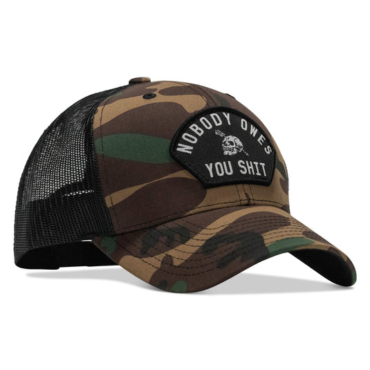 Nobody Owes You Shit Arched Skull Patch Snapback