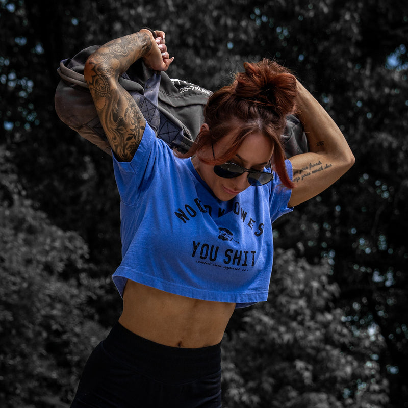 Load image into Gallery viewer, Nobody Owes You Shit Skull Women's Crop Heavyweight Tee
