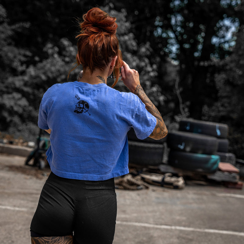 Load image into Gallery viewer, Nobody Owes You Shit Skull Women's Crop Heavyweight Tee
