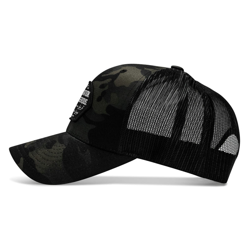 Load image into Gallery viewer, No Hesitation. Live Dangerous Patch Snapback Hat

