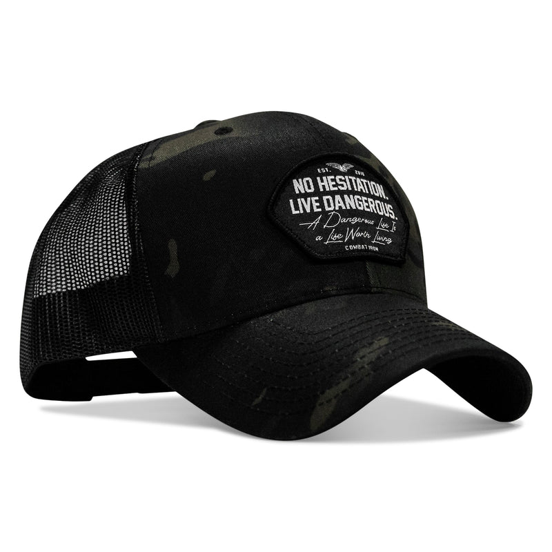 Load image into Gallery viewer, No Hesitation. Live Dangerous Patch Snapback Hat
