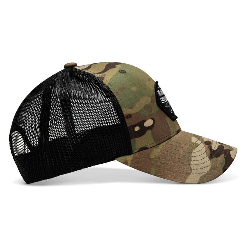 Load image into Gallery viewer, No Hesitation. Live Dangerous Patch Snapback Hat
