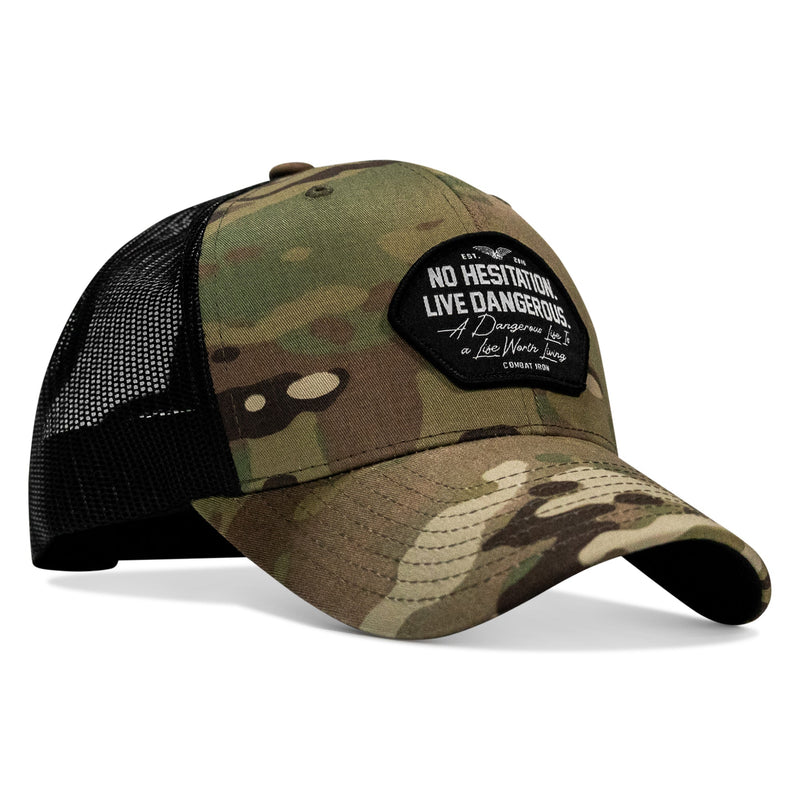 Load image into Gallery viewer, No Hesitation. Live Dangerous Patch Snapback Hat
