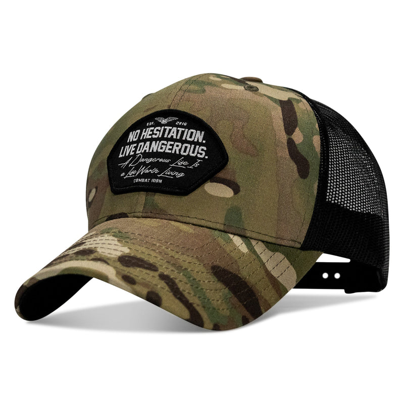 Load image into Gallery viewer, No Hesitation. Live Dangerous Patch Snapback Hat
