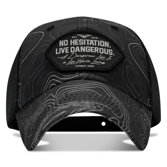 No Hesitation. Live Dangerous Patch Tactical Ripstop Mesh Snapback Hat