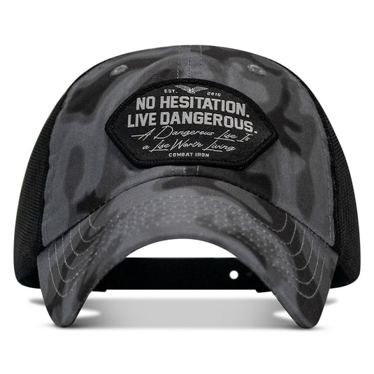 No Hesitation. Live Dangerous Patch Tactical Ripstop Mesh Snapback Hat