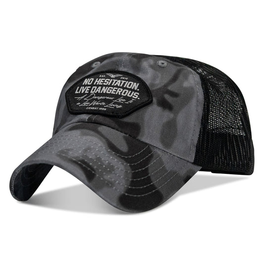 No Hesitation. Live Dangerous Patch Tactical Ripstop Mesh Snapback Hat