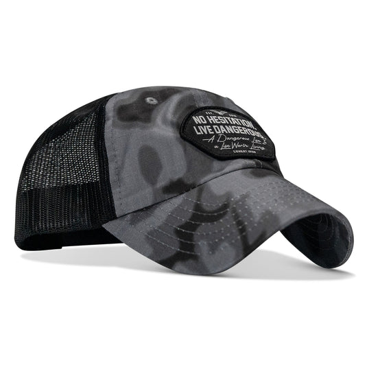 No Hesitation. Live Dangerous Patch Tactical Ripstop Mesh Snapback Hat