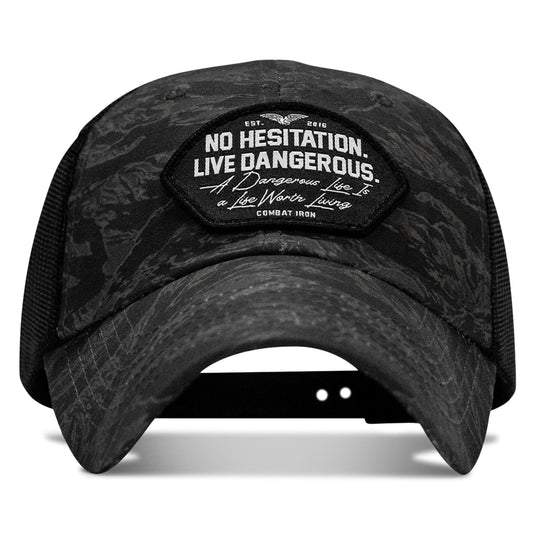 No Hesitation. Live Dangerous Patch Tactical Ripstop Mesh Snapback Hat