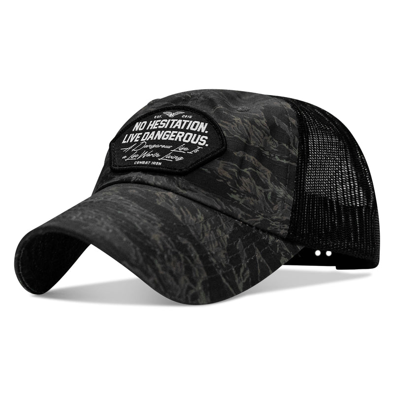 Load image into Gallery viewer, No Hesitation. Live Dangerous Patch Tactical Ripstop Mesh Snapback Hat

