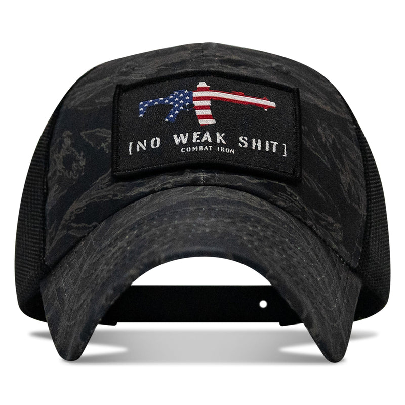Load image into Gallery viewer, No Weak Shit American Flag Rifle Patch Tactical Ripstop Mesh Snapback Hat
