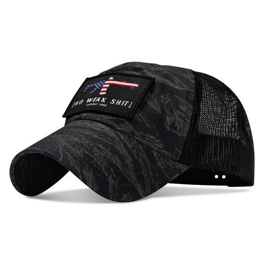 No Weak Shit American Flag Rifle Patch Tactical Ripstop Mesh Snapback Hat