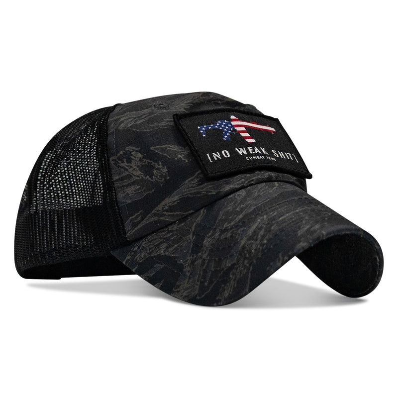 Load image into Gallery viewer, No Weak Shit American Flag Rifle Patch Tactical Ripstop Mesh Snapback Hat
