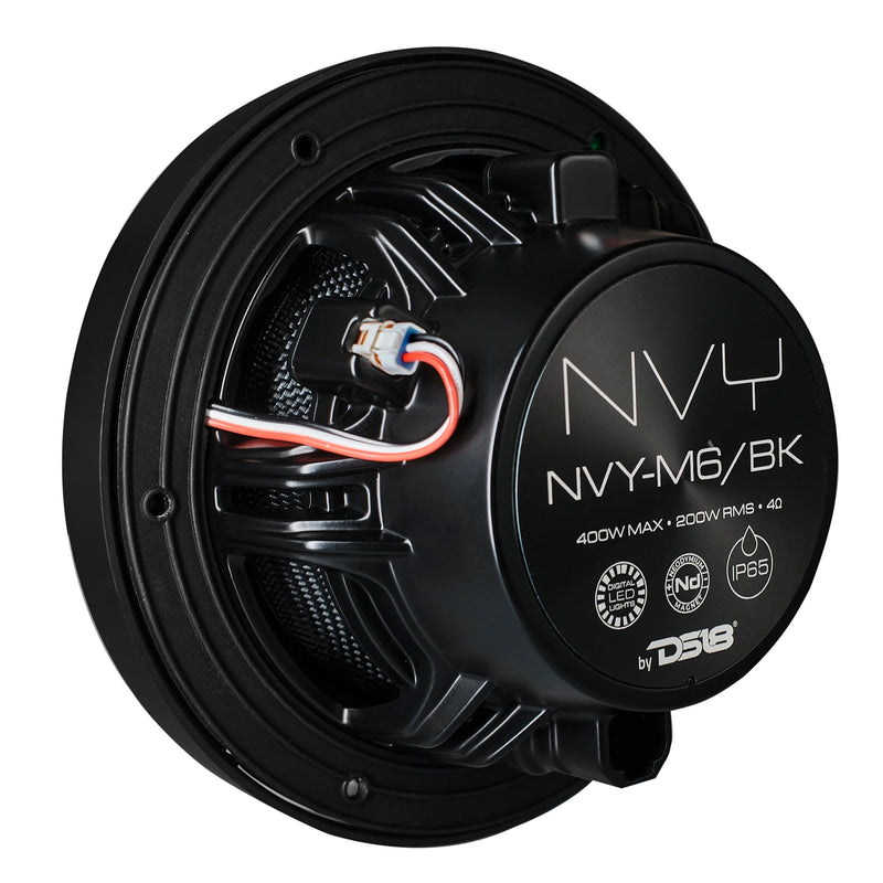 Load image into Gallery viewer, 6.5” Marine Coaxial Speaker With Kevlar Cone, Bullet Tweeter, Neodymium Magnet, and Digital LED Lights | 200W RMS 4-Ohm
