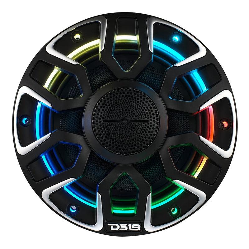 Load image into Gallery viewer, 6.5” Marine Coaxial Speaker With Kevlar Cone, Bullet Tweeter, Neodymium Magnet, and Digital LED Lights | 200W RMS 4-Ohm
