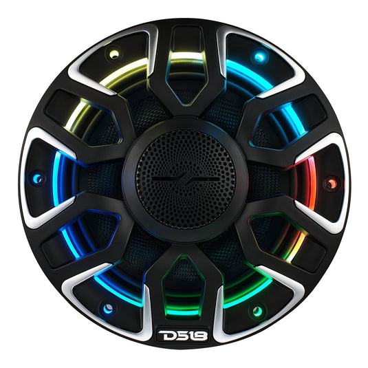 6.5” Marine Coaxial Speaker With Kevlar Cone, Bullet Tweeter, Neodymium Magnet, and Digital LED Lights | 200W RMS 4-Ohm