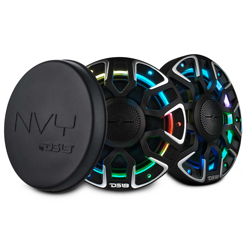 Load image into Gallery viewer, 6.5” Marine Coaxial Speaker With Kevlar Cone, Bullet Tweeter, Neodymium Magnet, and Digital LED Lights | 200W RMS 4-Ohm
