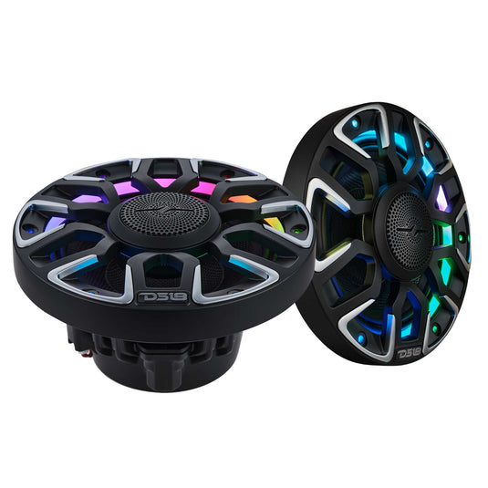 6.5” Marine Coaxial Speaker With Kevlar Cone, Bullet Tweeter, Neodymium Magnet, and Digital LED Lights | 200W RMS 4-Ohm