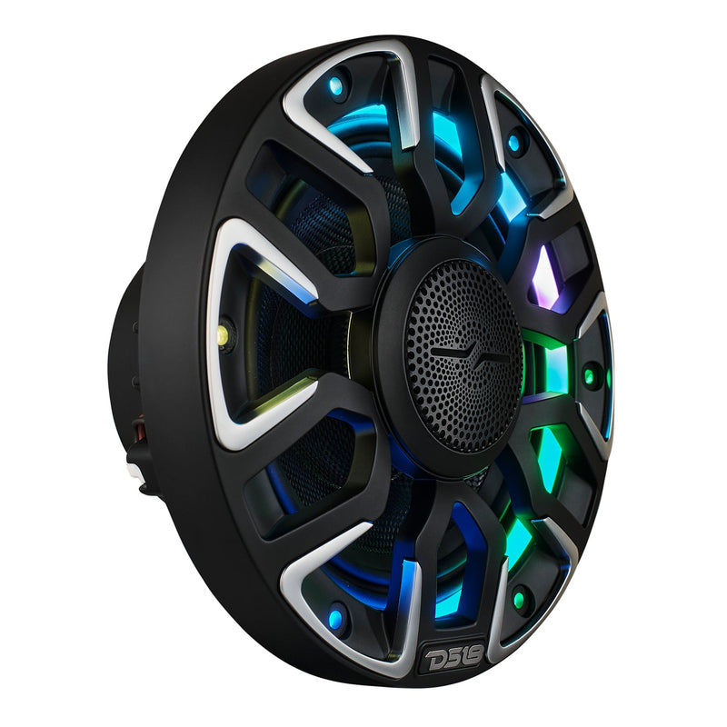 Load image into Gallery viewer, 6.5” Marine Coaxial Speaker With Kevlar Cone, Bullet Tweeter, Neodymium Magnet, and Digital LED Lights | 200W RMS 4-Ohm
