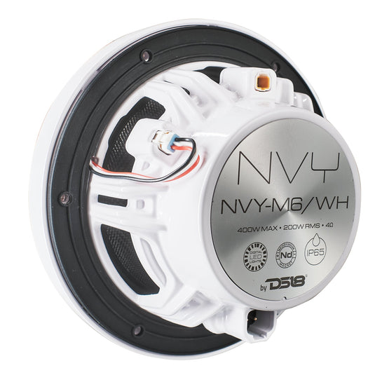 6.5” Marine Coaxial Speaker With Kevlar Cone, Bullet Tweeter, Neodymium Magnet, and Digital LED Lights | 200W RMS 4-Ohm