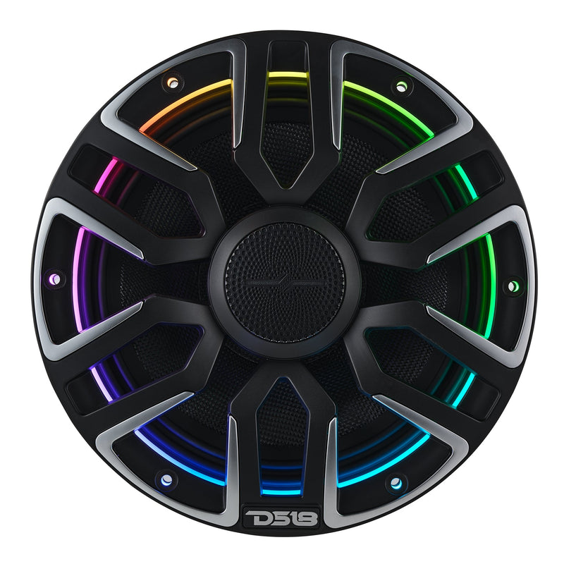 Load image into Gallery viewer, 8” Marine Coaxial Speaker With Kevlar Cone, Bullet Tweeter, Neodymium Magnet, and Digital LED Lights | 200W RMS 4-Ohm
