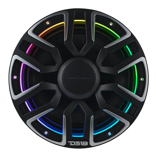 8” Marine Coaxial Speaker With Kevlar Cone, Bullet Tweeter, Neodymium Magnet, and Digital LED Lights | 200W RMS 4-Ohm