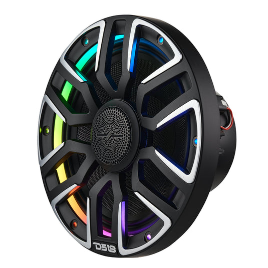 8” Marine Coaxial Speaker With Kevlar Cone, Bullet Tweeter, Neodymium Magnet, and Digital LED Lights | 200W RMS 4-Ohm