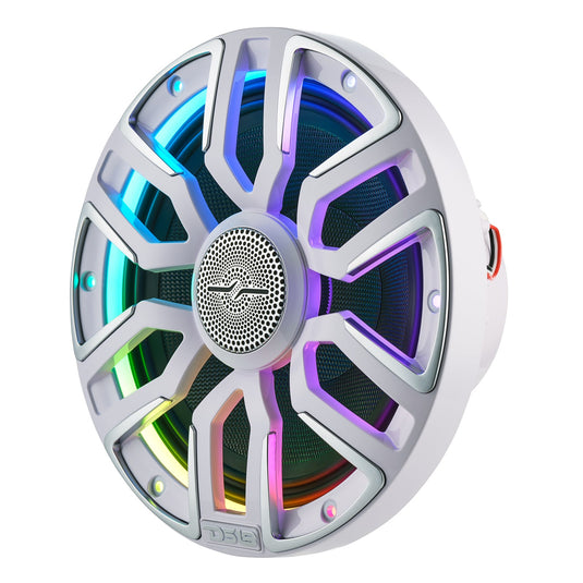 8” Marine Coaxial Speaker With Kevlar Cone, Bullet Tweeter, Neodymium Magnet, and Digital LED Lights | 200W RMS 4-Ohm
