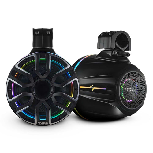 8” Marine Short Tower Speaker With Neodymium Magnet, Kevlar Cone, Compression Driver And Digital LED Lights | 200W RMS 4-Ohm