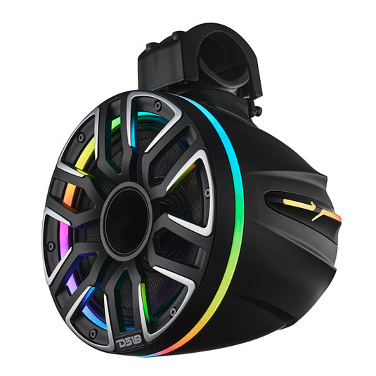 8” Marine Short Tower Speaker With Neodymium Magnet, Kevlar Cone, Compression Driver And Digital LED Lights | 200W RMS 4-Ohm