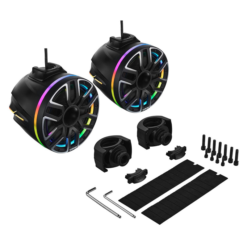 Load image into Gallery viewer, 8” Marine Short Tower Speaker With Neodymium Magnet, Kevlar Cone, Compression Driver And Digital LED Lights | 200W RMS 4-Ohm
