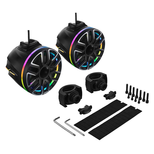 8” Marine Short Tower Speaker With Neodymium Magnet, Kevlar Cone, Compression Driver And Digital LED Lights | 200W RMS 4-Ohm