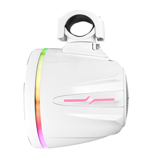 8” Marine Short Tower Speaker With Neodymium Magnet, Kevlar Cone, Compression Driver And Digital LED Lights | 200W RMS 4-Ohm